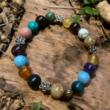 Load image into Gallery viewer, 6mm beaded bracelet with flower charms