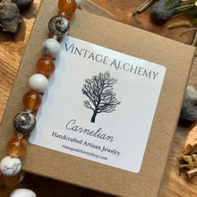 Load image into Gallery viewer, Carnelian and howlite stretch bracelet