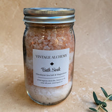 Load image into Gallery viewer, jar of bath soak with sea salt and magnesium flakes