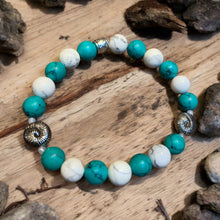 Load image into Gallery viewer, Green turquoise and howlite stretch bracelet