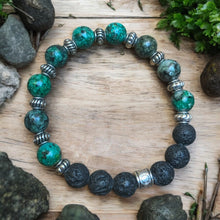 Load image into Gallery viewer, Green turquoise essential oil beaded bracelet