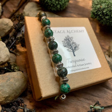Load image into Gallery viewer, Green turquoise stretch bracelet for essential oils