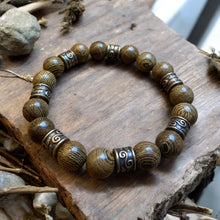 Load image into Gallery viewer, Wood bead stretch bracelet for men