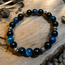 Load image into Gallery viewer, Onyx and Tiger eye stretch bracelet