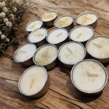 Load image into Gallery viewer, batch of tealights with herbs