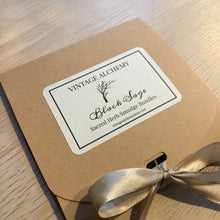 Load image into Gallery viewer, Black sage sacred herb smudge bundle gift box by Vintage Alchemy