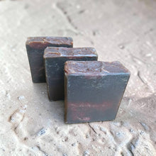 Load image into Gallery viewer, Three bars of Blackwood cold process soap scented with dark cherry and bitter almond lost cherry type