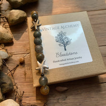 Load image into Gallery viewer, bloodstone beaded bracelet with starfish charms