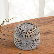 Load image into Gallery viewer, Hand carved lotus stone incense burner bowl with decorative lid