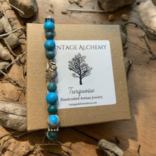 Load image into Gallery viewer, turquoise bracelet with elephant charm