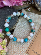Load image into Gallery viewer, jasper beaded bracelet with howlite
