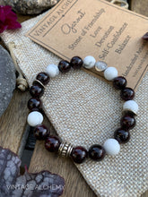 Load image into Gallery viewer, garnet and howlite beaded bracelet
