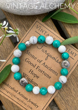 Load image into Gallery viewer, turquoise beaded bracelet with seashell charms

