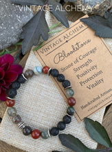 Load image into Gallery viewer, lava bead bracelet with bloodstones
