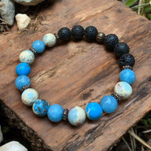 Load image into Gallery viewer, Essential oil bracelet made with blue jaspers
