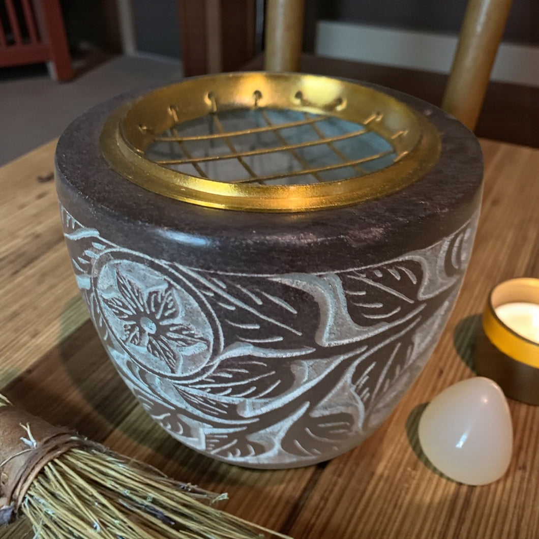 Incense Burner | Incense Bowl | Stone | Charcoal and Cones