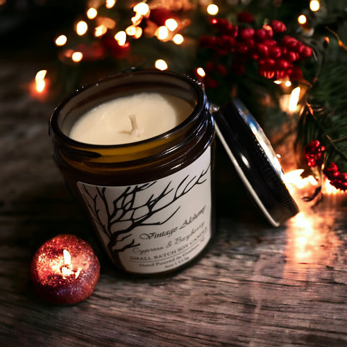 cypress and bayberry candle