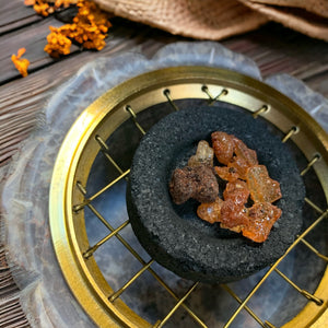 Stone lotus flower bowl for incense resin