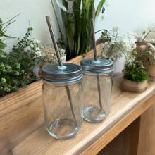 Load image into Gallery viewer, Mason Jar Drinking Glasses | With Stainless Steel Lid and Straw
