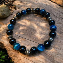 Load image into Gallery viewer, Onyx and Tiger eye bracelet
