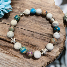 Load image into Gallery viewer, Sea blue and sky blue Jasper beaded bracelet 
