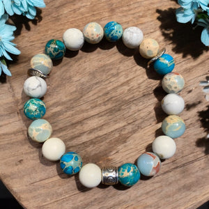 Sea blue and sky blue Jasper bracelet