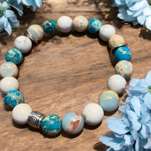 Sky and sea blue Jasper stretch bracelet