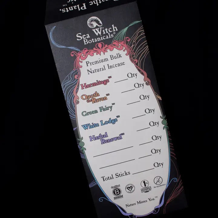 bulk envelope for hummingbird incense from sea witch botanicals