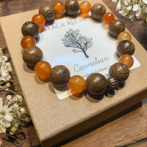 gift box for carnelian and wood beaded bracelet
