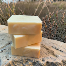 Load image into Gallery viewer, Stacked bars of Heath lavender soap crafted with cedarwood and frankincense essential oils
