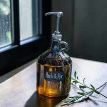 Load image into Gallery viewer, herb-and-air-liquid-castile-soap-amber-glass-bottle
