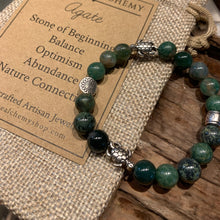 Load image into Gallery viewer, moss agate stretch bracelet
