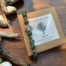 Load image into Gallery viewer, moss agate stretch bracelet for essential oils
