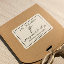 Load image into Gallery viewer, Mugwort and sage sacred herb smudge bundle gift box by Vintage Alchemy
