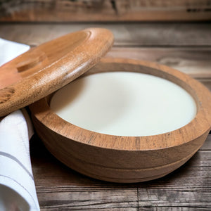 wooden shaving bowl and soap set