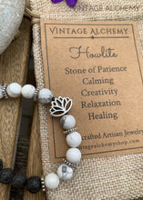 Load image into Gallery viewer, essential oil bracelet with lava stones and howlite
