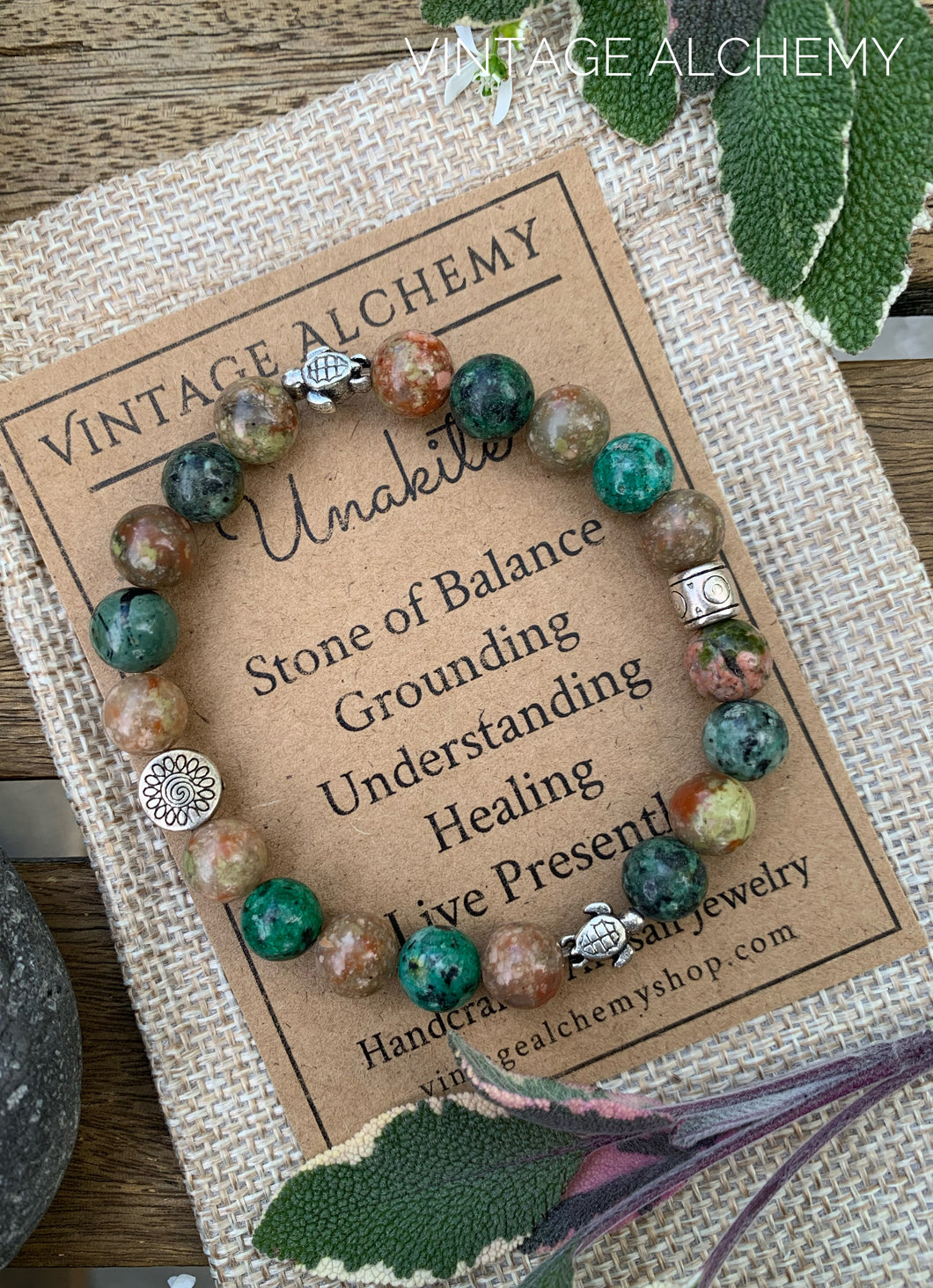unakite and african turquoise bracelet