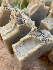 soap with exfoliating coconut fibers
