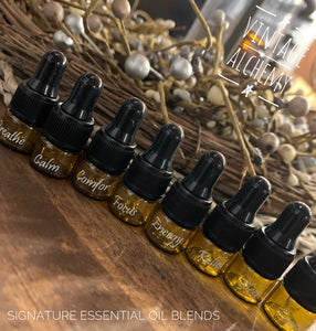 essential oil blends in amber vials